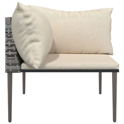 NNEVL Garden Corner Sofa with Cushions Grey Poly Rattan