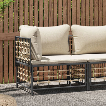 NNEVL Garden Corner Sofa with Beige Cushions Poly Rattan