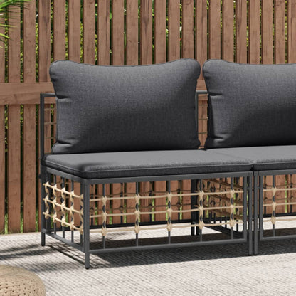 NNEVL Garden Middle Sofa with Dark Grey Cushions Poly Rattan
