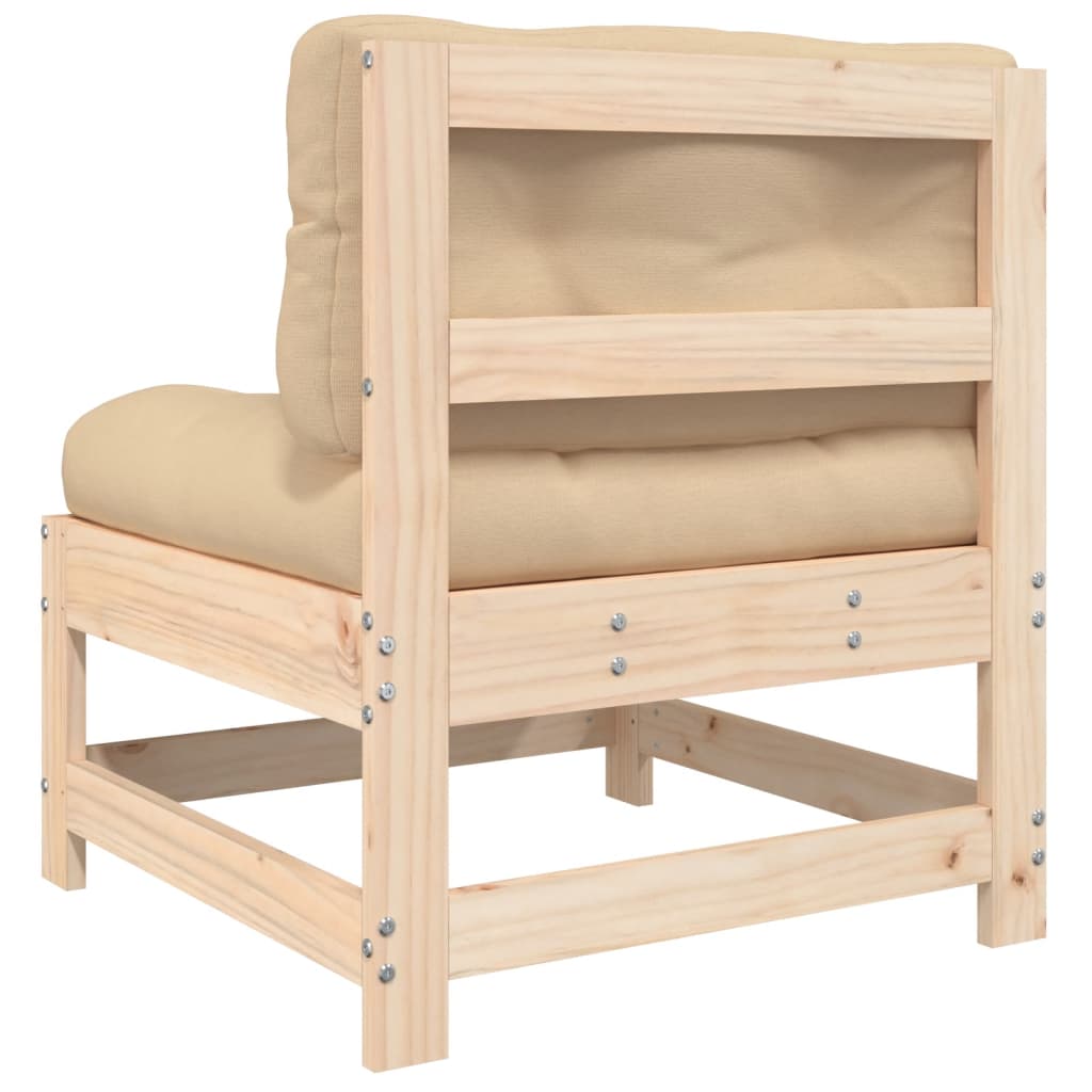 NNEVL Middle Sofa with Cushions Solid Wood Pine