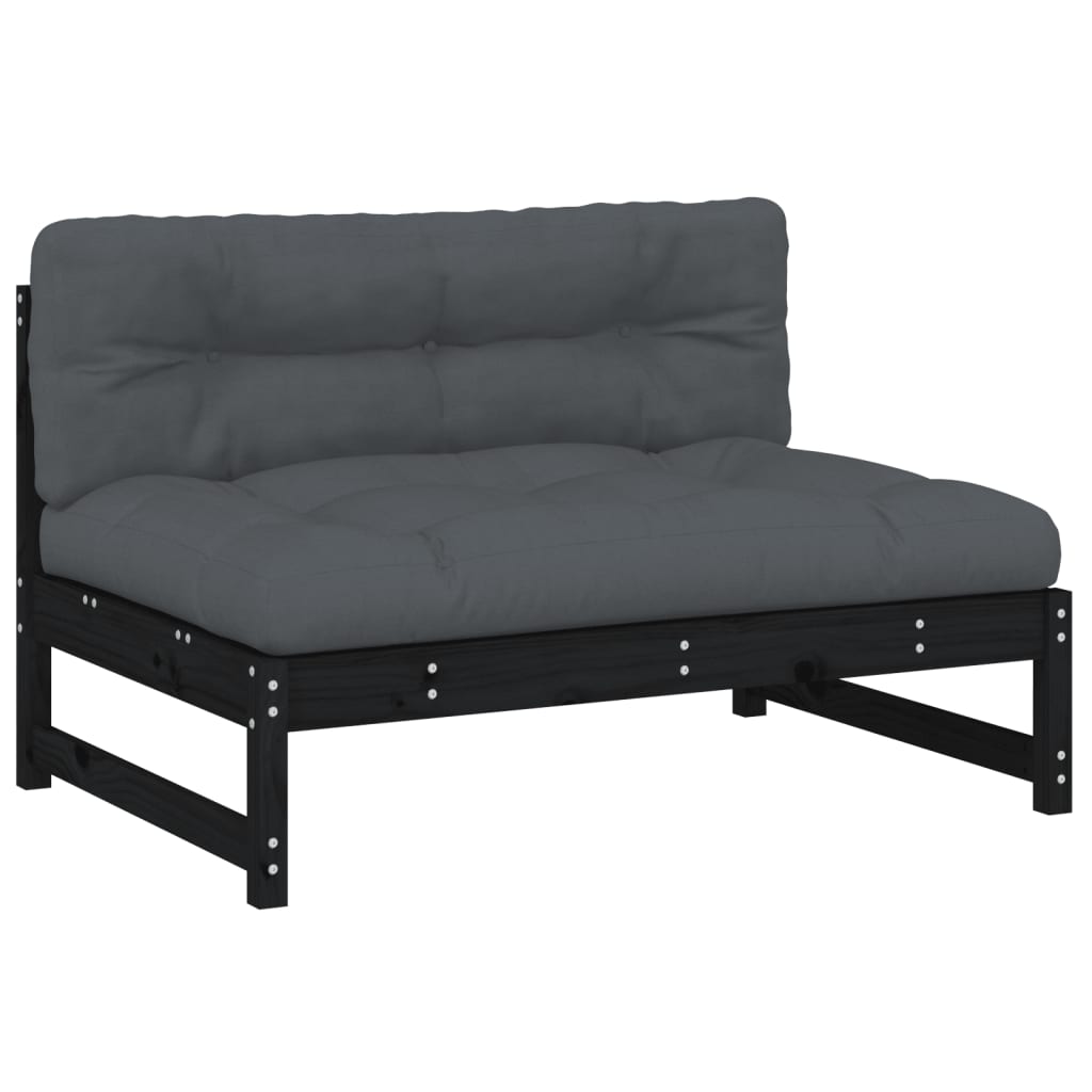 NNEVL Middle Sofa Black 120x80 cm Solid Wood Pine