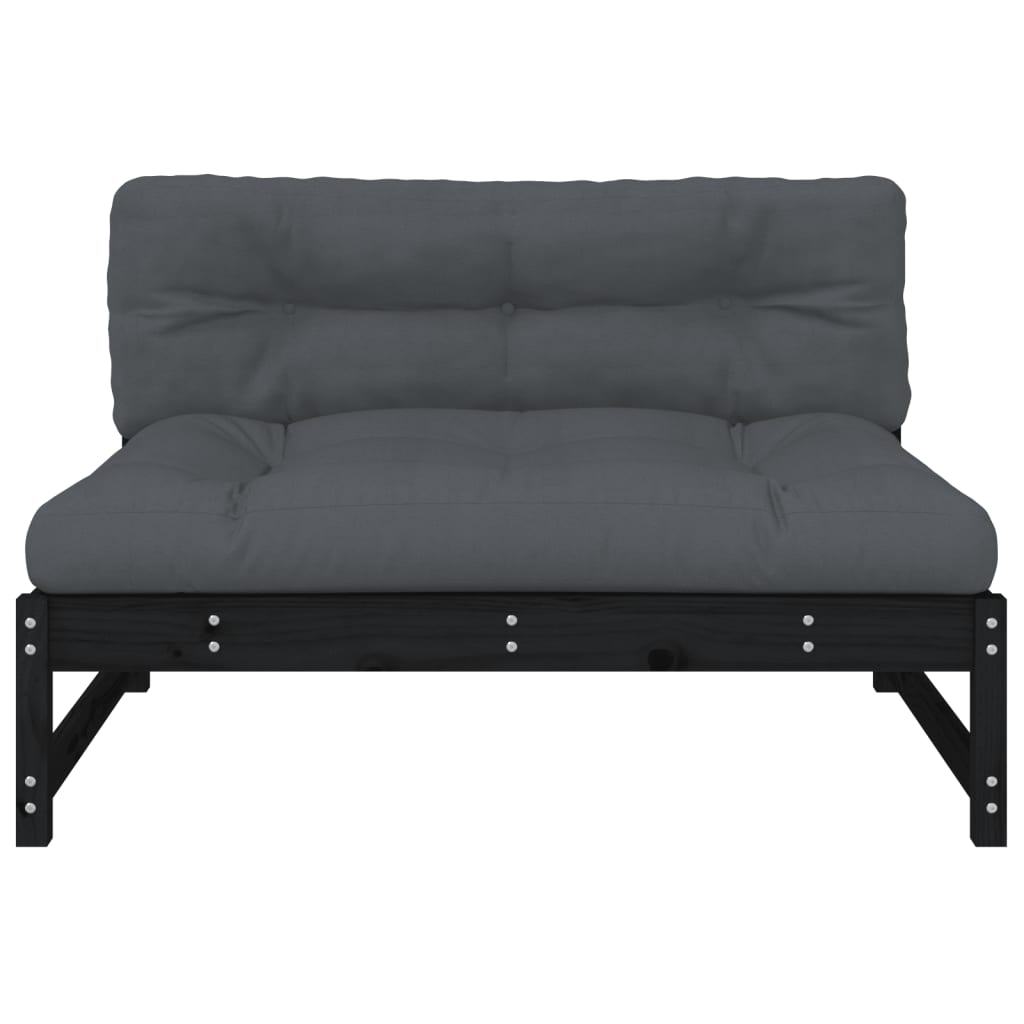 NNEVL Middle Sofa Black 120x80 cm Solid Wood Pine