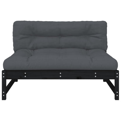 NNEVL Middle Sofa Black 120x80 cm Solid Wood Pine