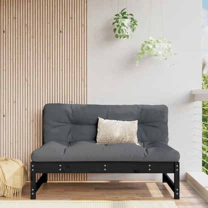 NNEVL Middle Sofa Black 120x80 cm Solid Wood Pine