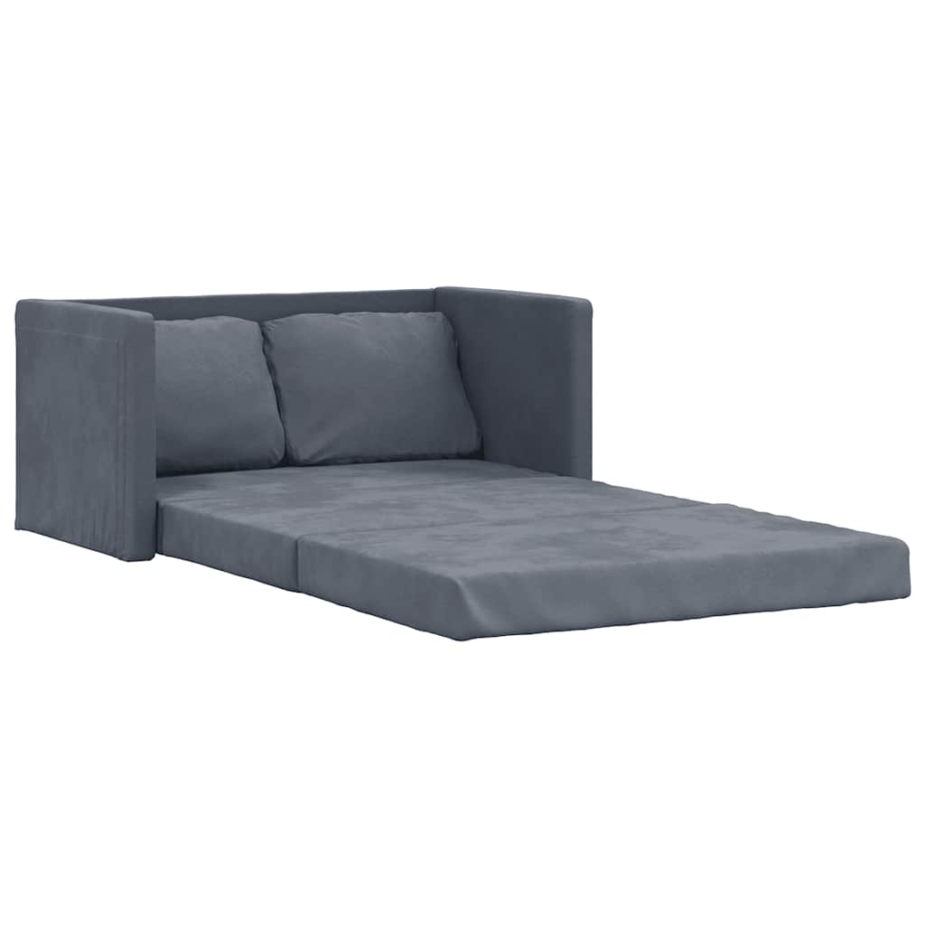 NNEVL Floor Sofa Bed 2-in-1 Dark Grey 122x204x55 cm Velvet