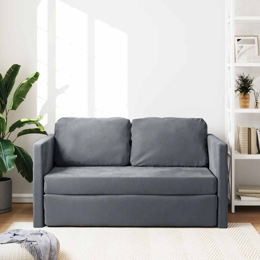 NNEVL Floor Sofa Bed 2-in-1 Dark Grey 122x204x55 cm Velvet