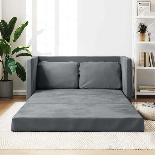 NNEVL Floor Sofa Bed 2-in-1 Dark Grey 122x204x55 cm Velvet
