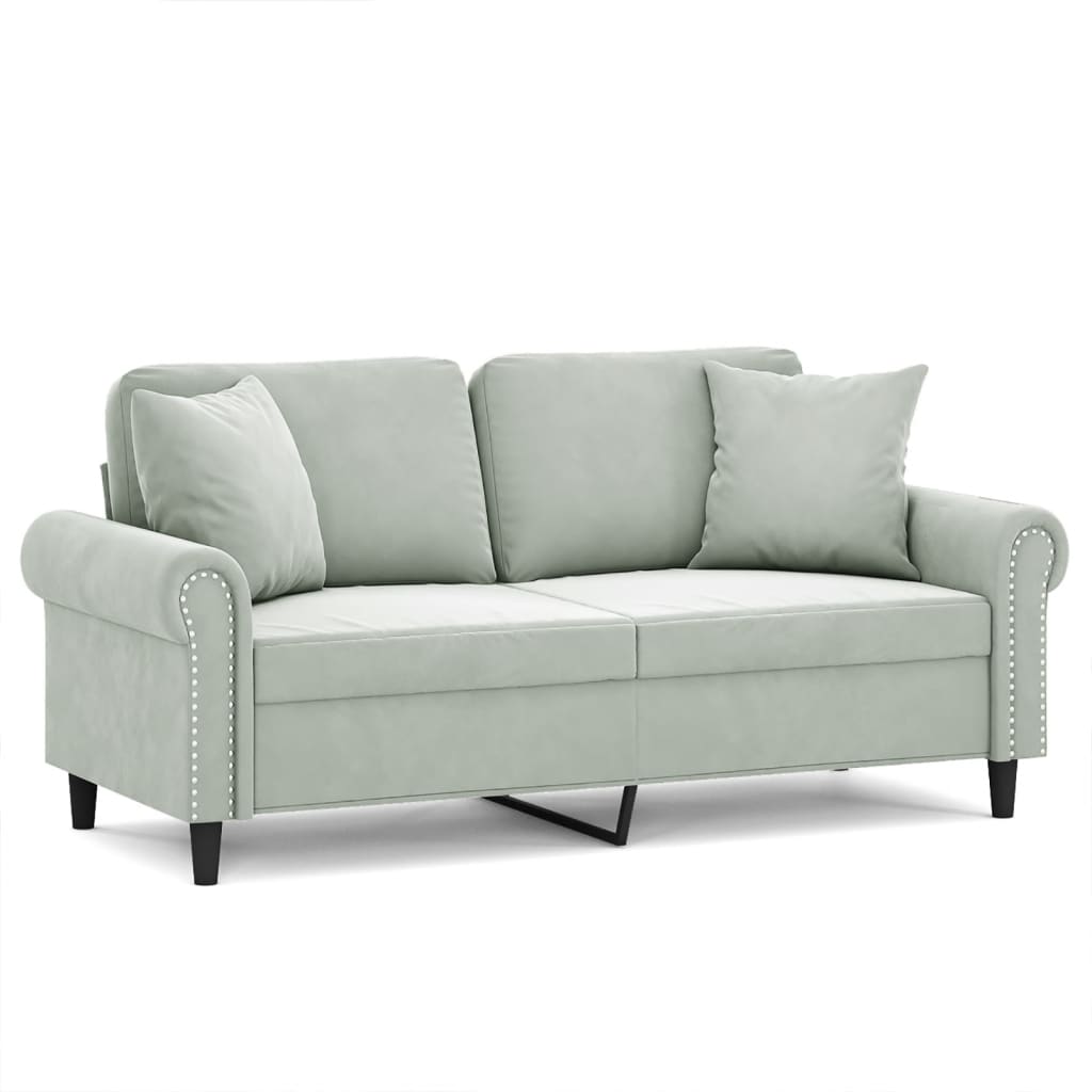 NNEVL 2-Seater Sofa with Throw Pillows Light Grey 140 cm Velvet