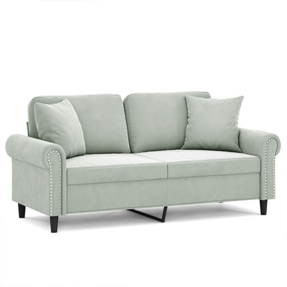 NNEVL 2-Seater Sofa with Throw Pillows Light Grey 140 cm Velvet