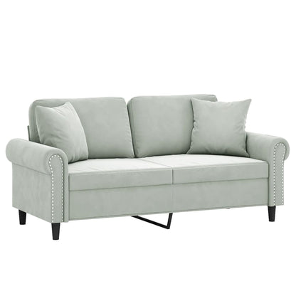 NNEVL 2-Seater Sofa with Throw Pillows Light Grey 140 cm Velvet