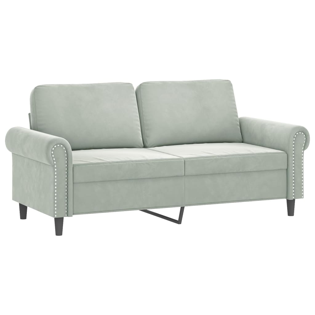 NNEVL 2-Seater Sofa with Throw Pillows Light Grey 140 cm Velvet