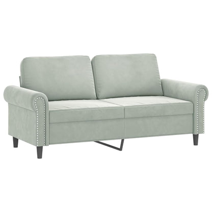 NNEVL 2-Seater Sofa with Throw Pillows Light Grey 140 cm Velvet