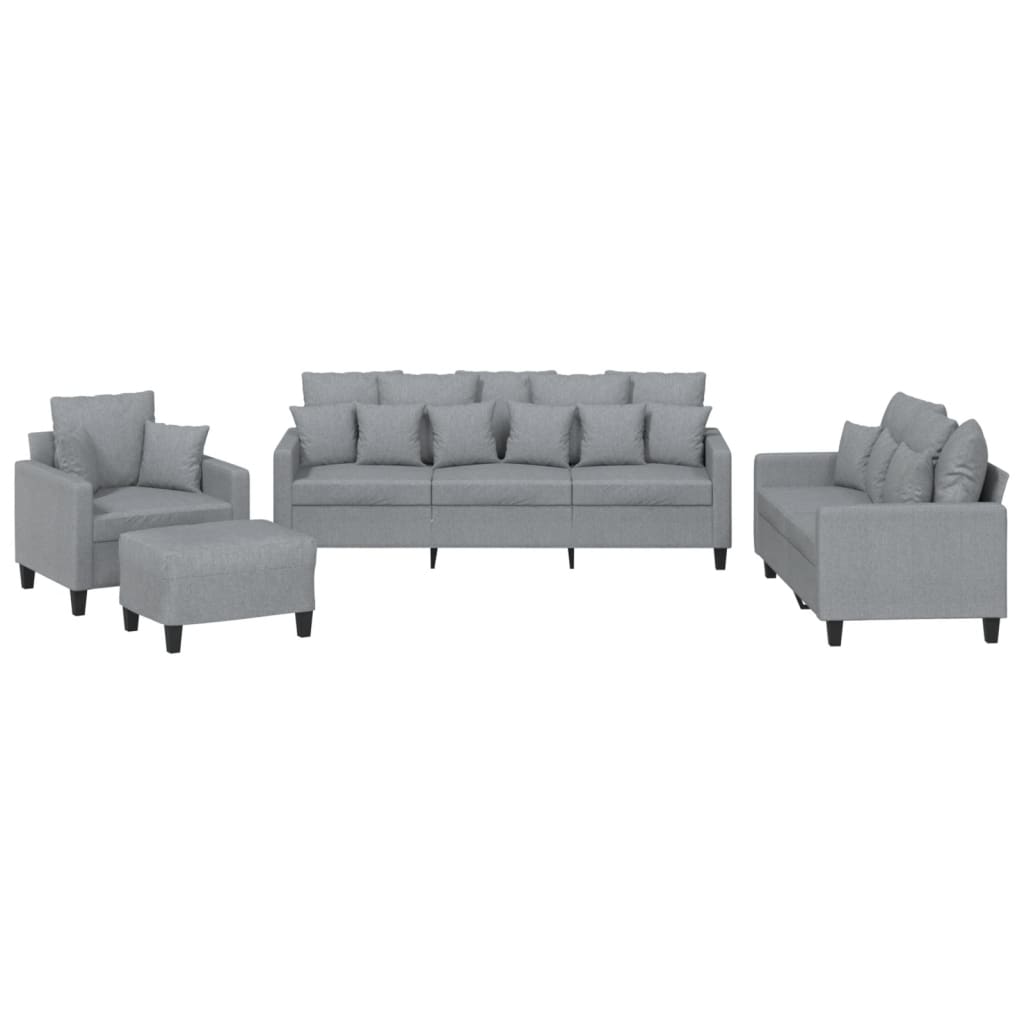 NNEVL 4 Piece Sofa Set with Pillows Light Grey Fabric