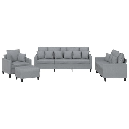 NNEVL 4 Piece Sofa Set with Pillows Light Grey Fabric