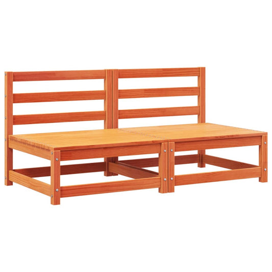 NNEVL Garden Sofas Armless with Cushions 2 pcs Wax Brown Solid Wood Pine