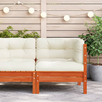 NNEVL Garden Sofa Corner with Cushions Wax Brown Solid Wood Pine