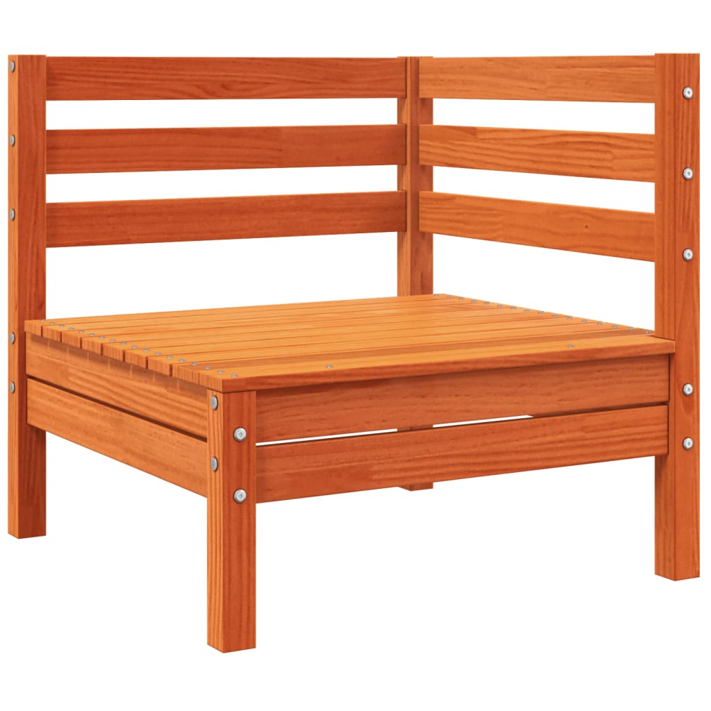 NNEVL Garden Sofa Corner with Cushions Wax Brown Solid Wood Pine