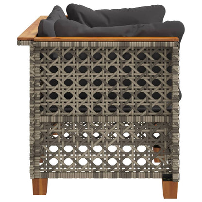 NNEVL Garden Sofas Corner with Cushions 2 pcs Grey Poly Rattan