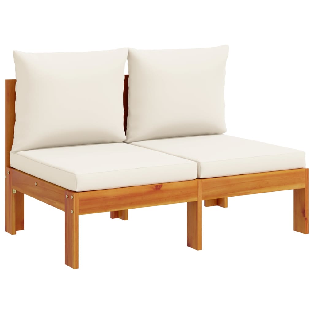NNEVL Garden Sofa Armless with Cushions 2-Seater Solid Wood Acacia