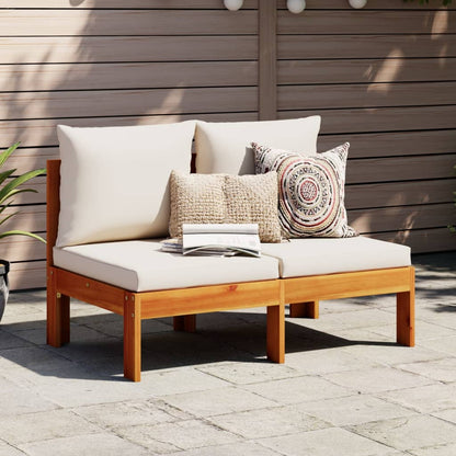 NNEVL Garden Sofa Armless with Cushions 2-Seater Solid Wood Acacia