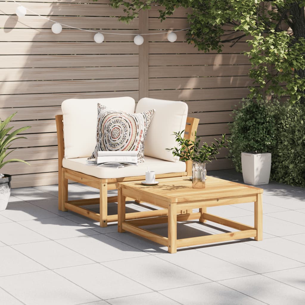 NNEVL Garden Sofa Corner with Cushions 73x73x65 cm Solid Wood Acacia