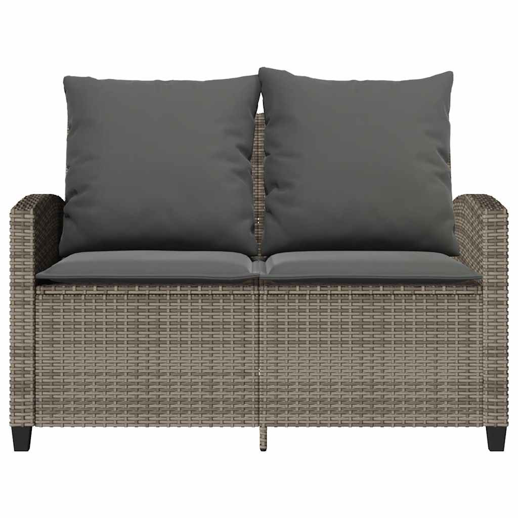 NNEVL Garden Sofa 2-Seater with Cushions&Table Grey Poly Rattan