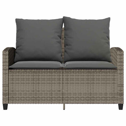 NNEVL Garden Sofa 2-Seater with Cushions&Table Grey Poly Rattan