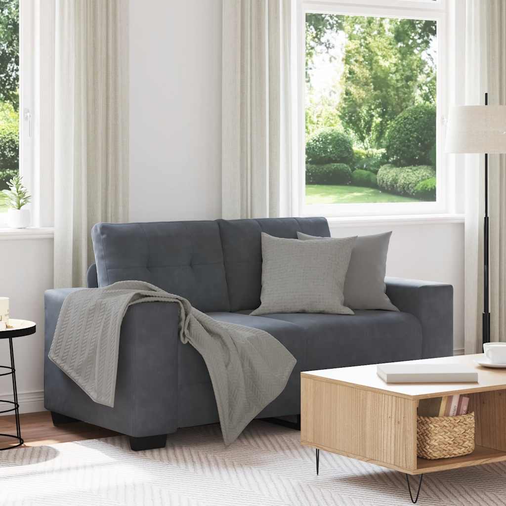 NNEVL Loveseat Sofa Dark Grey 120 cm Velvet