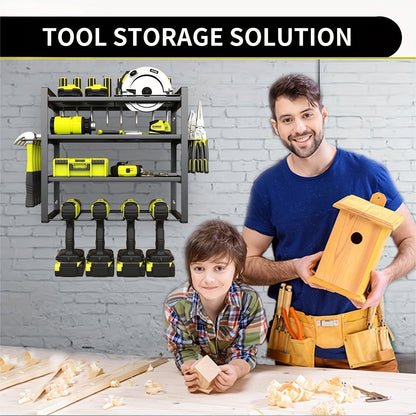 4-Layer Wall Mount Drill Holder Rack Organizer