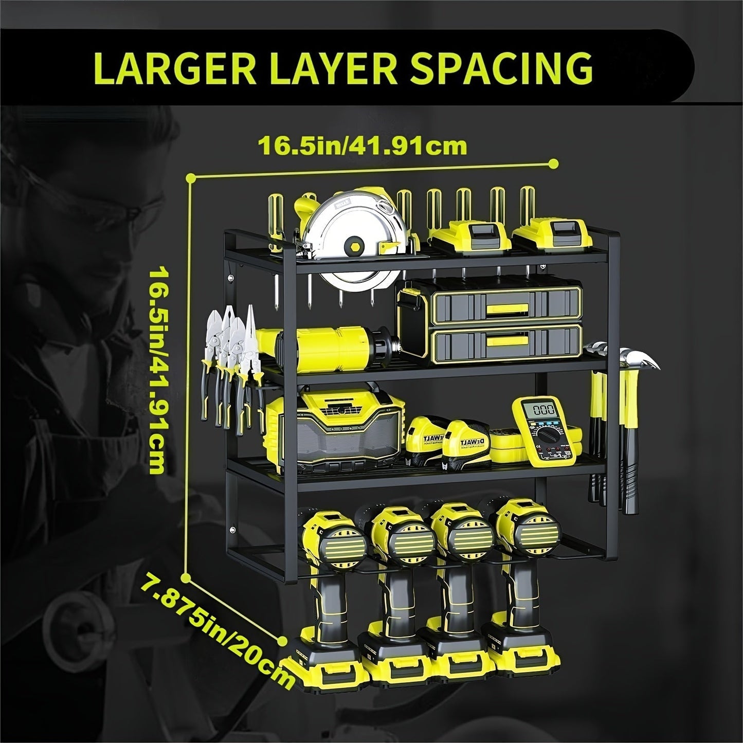 4-Layer Wall Mount Drill Holder Rack Organizer