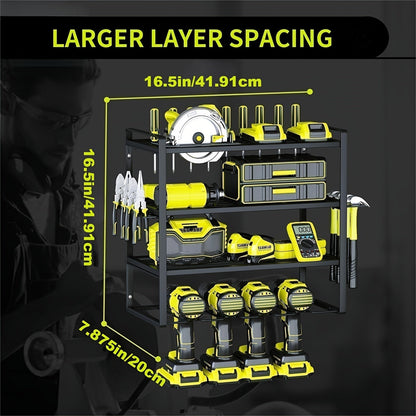 4-Layer Wall Mount Drill Holder Rack Organizer