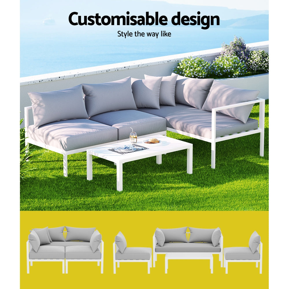 NNEDSZ Gardeon 4 Seater Outdoor Sofa Set Aluminium Lounge Setting