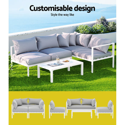 NNEDSZ Gardeon 4 Seater Outdoor Sofa Set Aluminium Lounge Setting