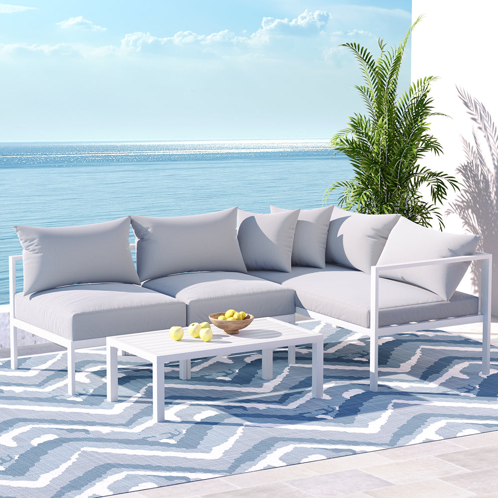NNEDSZ Gardeon 4 Seater Outdoor Sofa Set Aluminium Lounge Setting