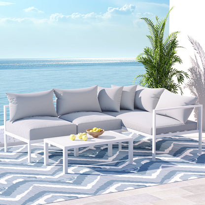 NNEDSZ Gardeon 4 Seater Outdoor Sofa Set Aluminium Lounge Setting