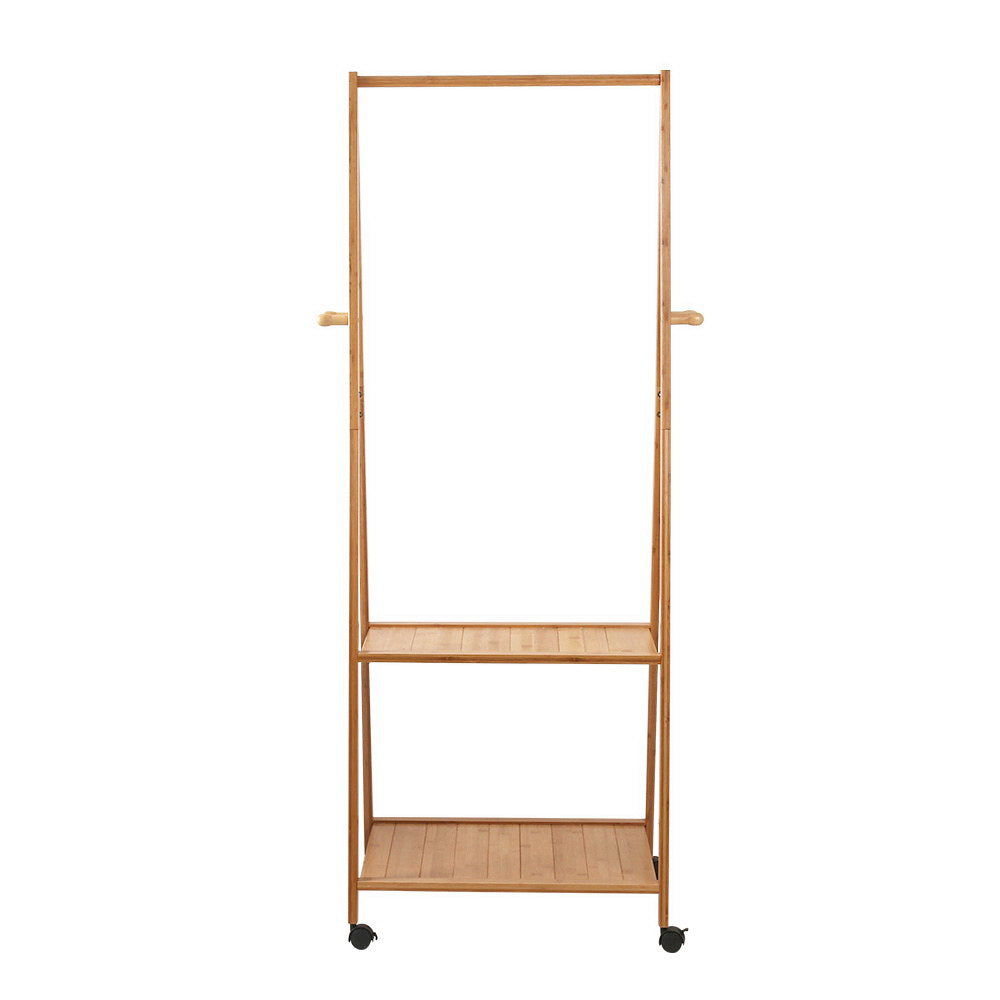 NNEDSZ Bamboo Hanger Stand Wooden Clothes Rack Display Shelf