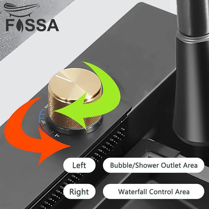 Waterfall Kitchen (32 x18 x10') Inch 304 Stainless Steel  Kitchen Sink Black