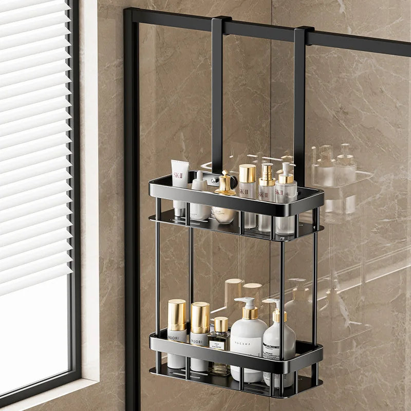 NNEOBA No-Drill Shower Caddy Glass Door Towel Organizer
