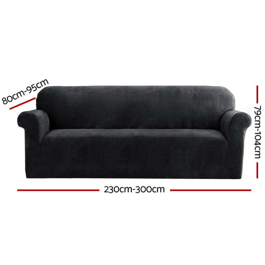 NNEDSZ Velvet Sofa Cover Plush Couch Cover Lounge Slipcover 4 Seater Black
