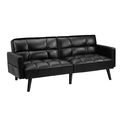 NNEED Sofa Bed Futon Convertible Leather 3-Seater Black