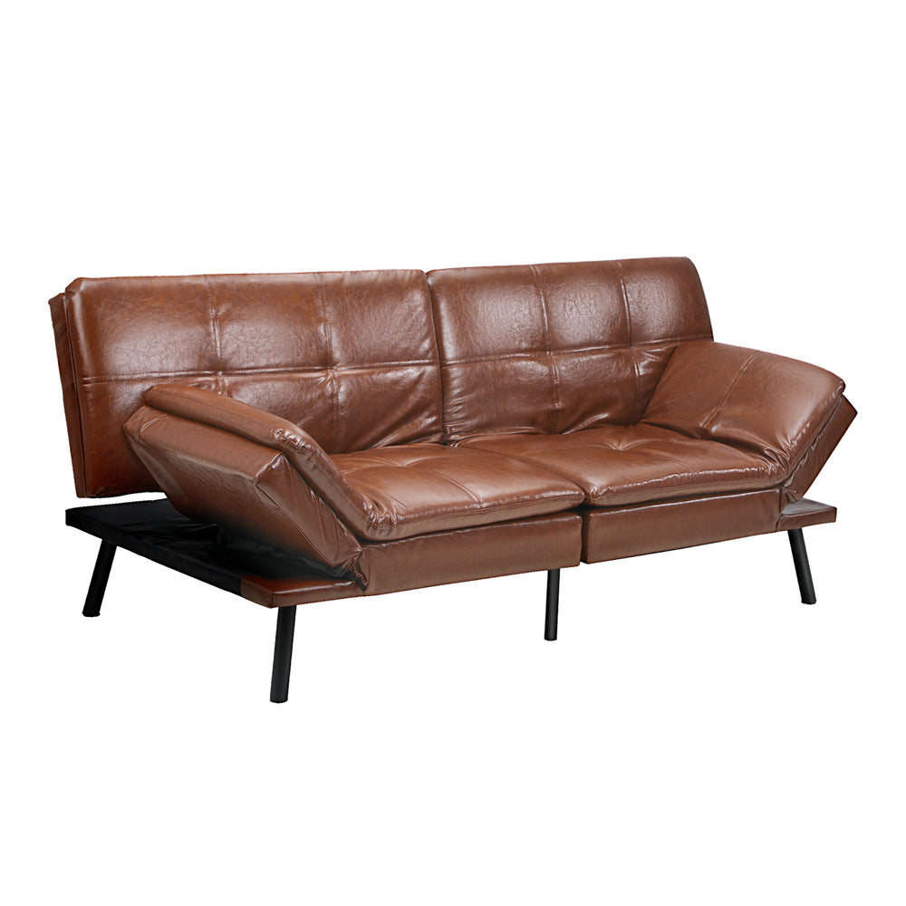 NNEED Sofa Bed Convertible Leather 3-Seater Brown