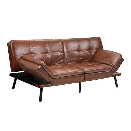NNEED Sofa Bed Convertible Leather 3-Seater Brown