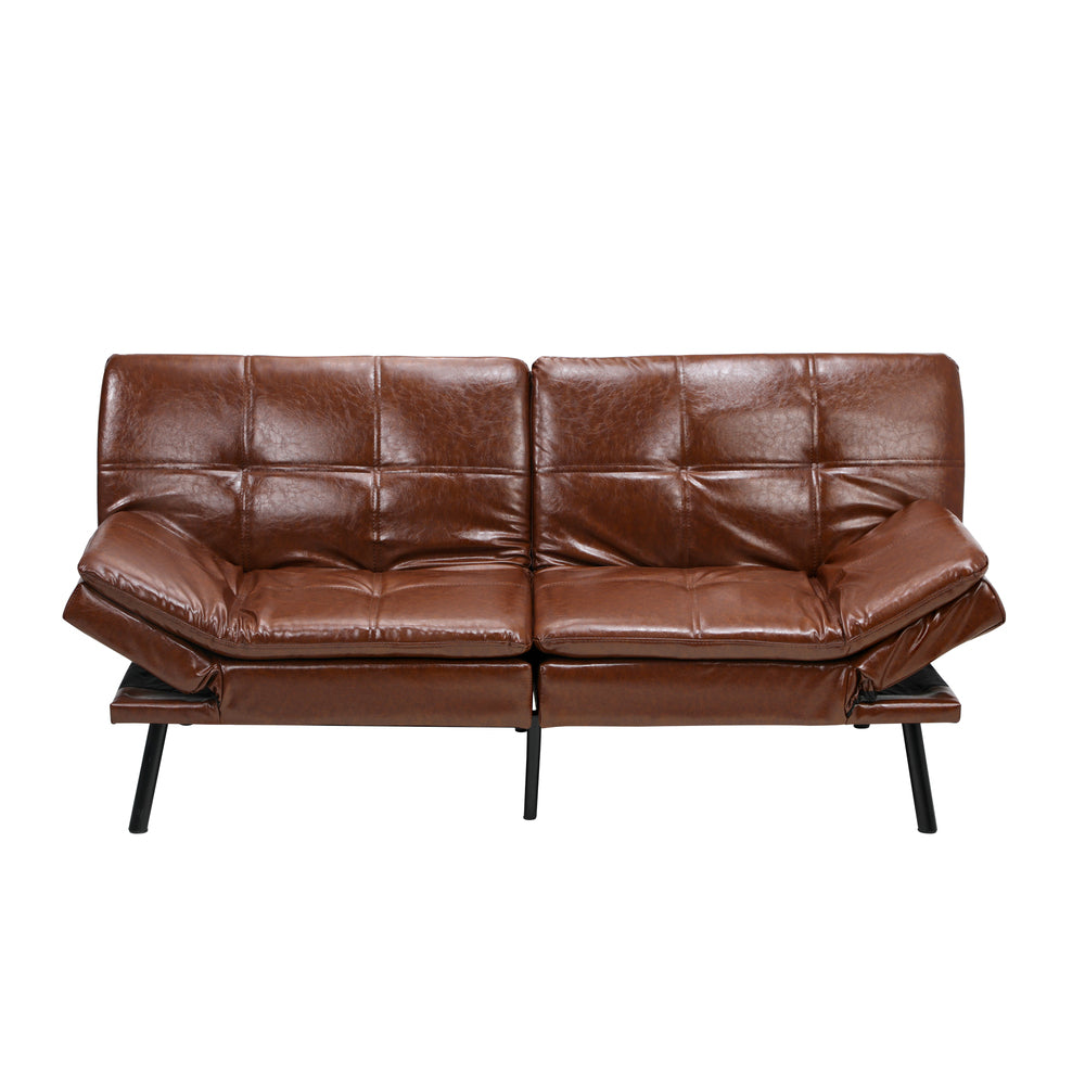 NNEED Sofa Bed Convertible Leather 3-Seater Brown