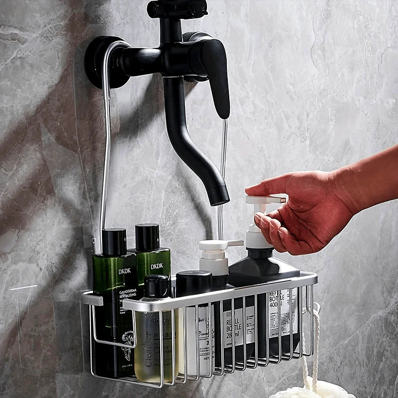NNEOBA Space Aluminum No-Drill Shower Caddy Wall-Mounted Shelf