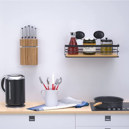 NNEDSZ 2 Pack Rectangular Bamboo Corner Shower Caddy Shelf Basket Rack with Premium Vacuum Suction Cup No-Drilling for Bathroom and Kitchen