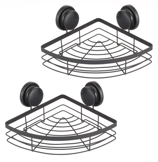 NNEDSZ 2 Pack Round Corner Shower Caddy Shelf Basket Rack with Premium Vacuum Suction Cup No-Drilling for Bathroom and Kitchen