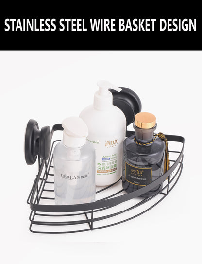 NNEDSZ 2 Pack Round Corner Shower Caddy Shelf Basket Rack with Premium Vacuum Suction Cup No-Drilling for Bathroom and Kitchen