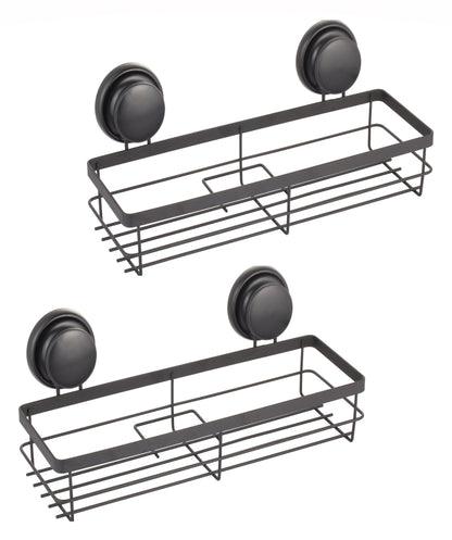 NNEDSZ 2 Pack Rectangular Corner Shower Caddy Shelf Basket Rack with Premium Vacuum Suction Cup No-Drilling for Bathroom and Kitchen