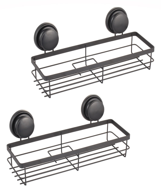 NNEDSZ 2 Pack Rectangular Corner Shower Caddy Shelf Basket Rack with Premium Vacuum Suction Cup No-Drilling for Bathroom and Kitchen