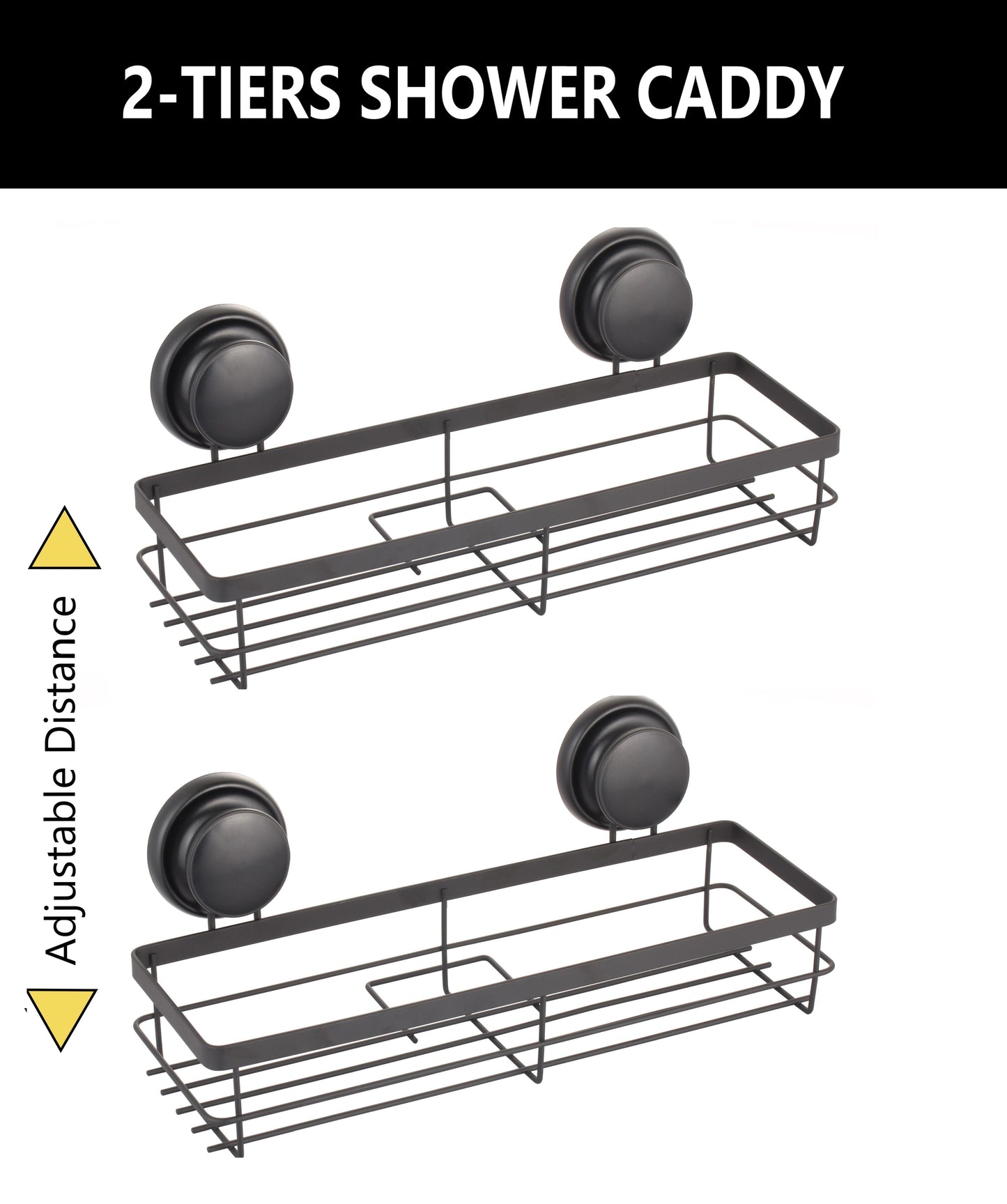 NNEDSZ 2 Pack Rectangular Corner Shower Caddy Shelf Basket Rack with Premium Vacuum Suction Cup No-Drilling for Bathroom and Kitchen